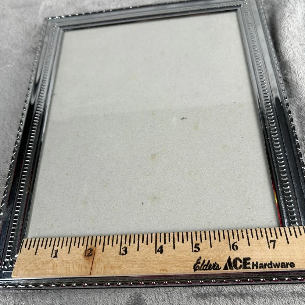 Silver Beaded Metal Picture Frame 8x10 Tabletop Wall Mount Velvet Back